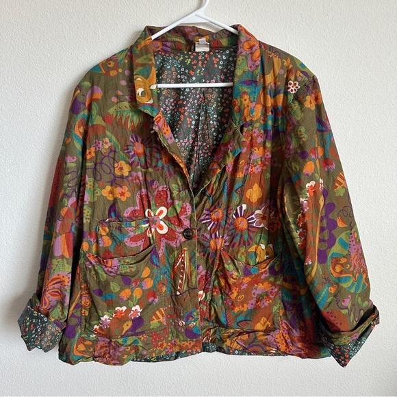 Like New Ivy Jane corduroy floral boho blazer - Picture 4 of 9